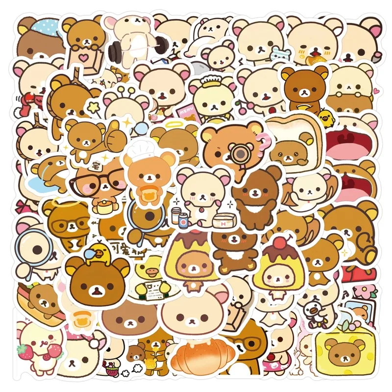 Bandai Rilakkuma Kiiroitori Korilakkuma 105pcs stickers high-quality cartoon prints for students' journals DIY doodle stickers