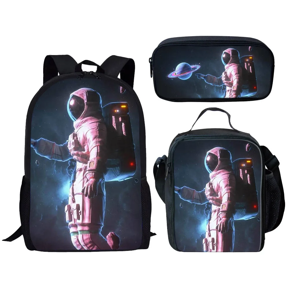 Cartoon Novelty Cool flower bird Space 3D Print 3pcs/Set pupil School Bags Laptop Daypack Backpack Lunch bag Pencil Case