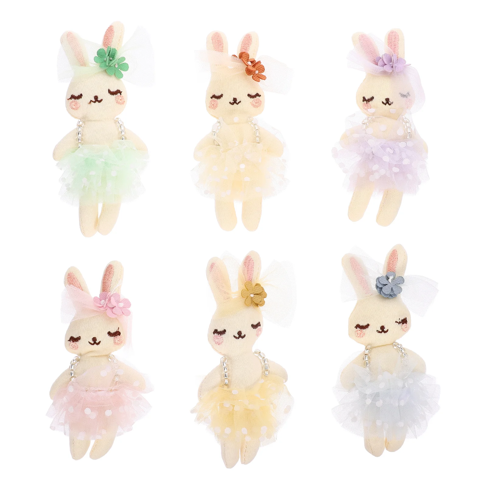 

6 Pcs Manual Cotton Stuffed Rabbit Toys Cloth Unicorn Headdress Accessories