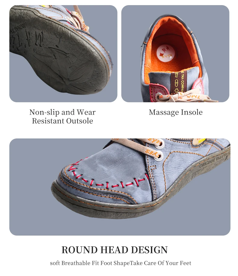 Tma Eyes Damen hand genähte Leder Sneakers leichte flache Design Schuhe für Frauen für die Herbstsaison – Detail 7