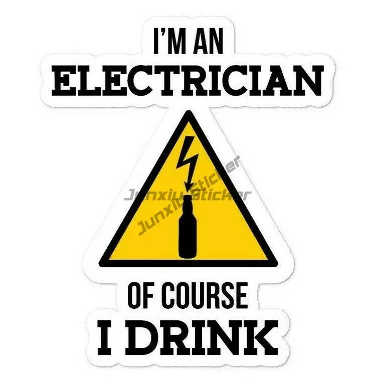 Funny Electrician Sticker Electrical I Work with Strippers Union Worker Volts Vinyl Autohesion Stickers and Decals