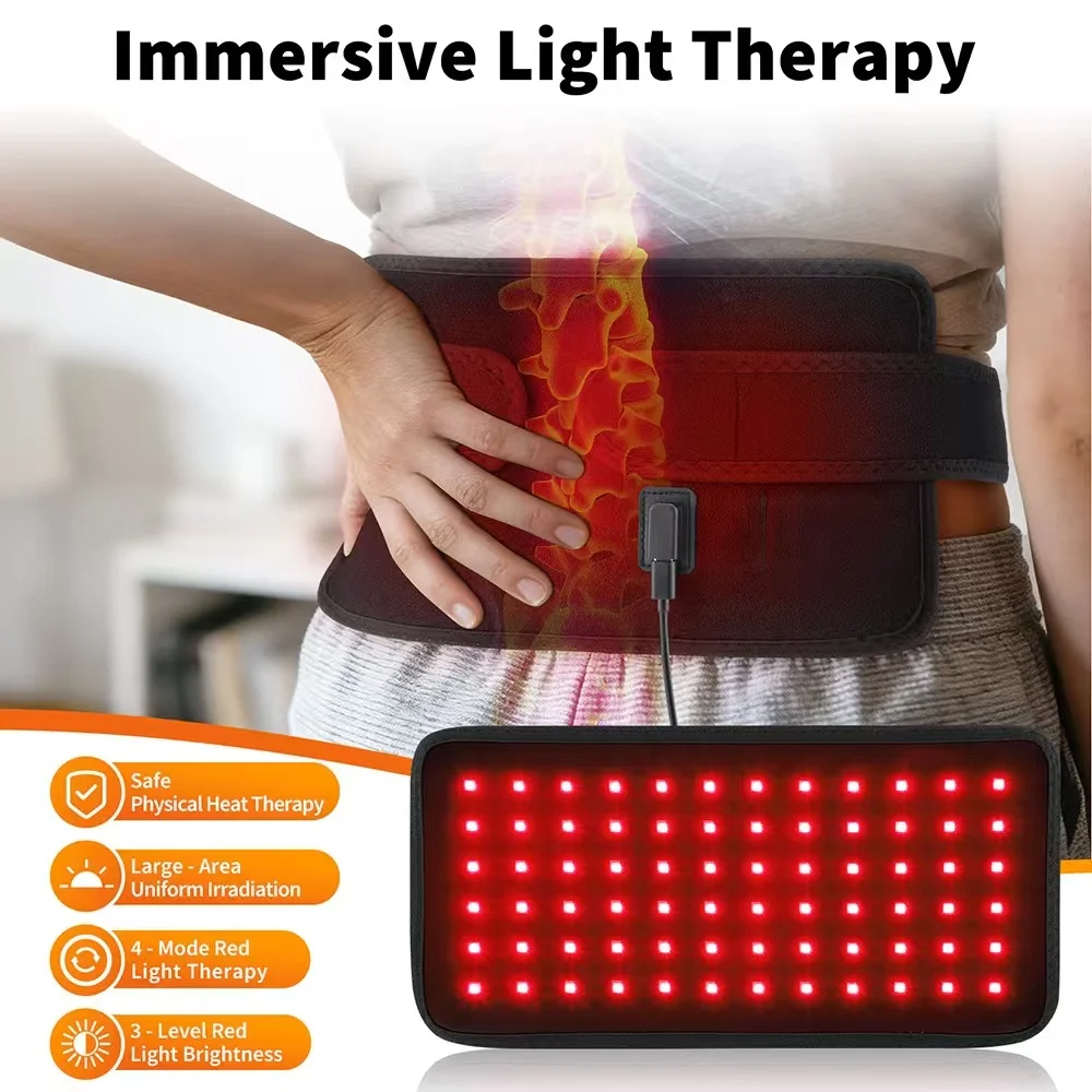 Red Light Waist Belt 660nm 850nm Infrared Therapy Pad for Arm Back Shoulder Relief Muscle Relaxation Portable Wearable Home