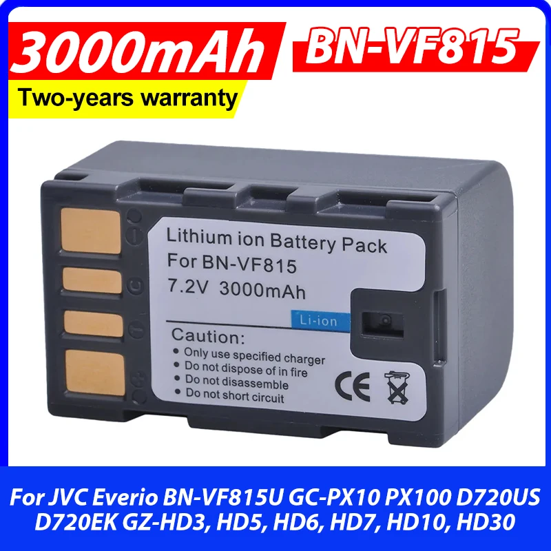 3000mAh BN-VF815 BN VF815 Battery for JVC Everio BN-VF815U GC-PX10 PX100 D720US D720EK GZ-HD3, HD5, HD6, HD7, HD10, HD30