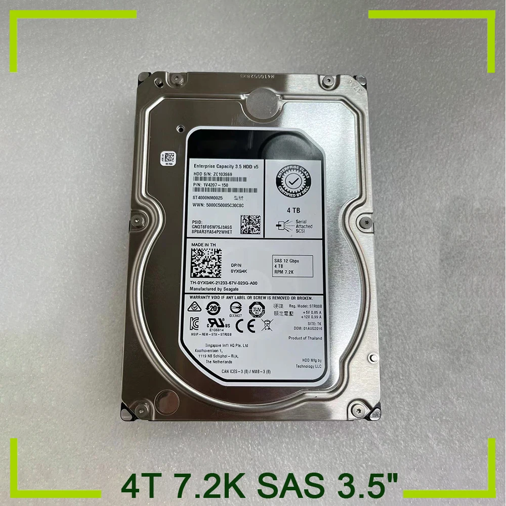 HDD For Server Hard Disk 0YXG4K 1V4207-150 4T 7.2K SAS 3.5