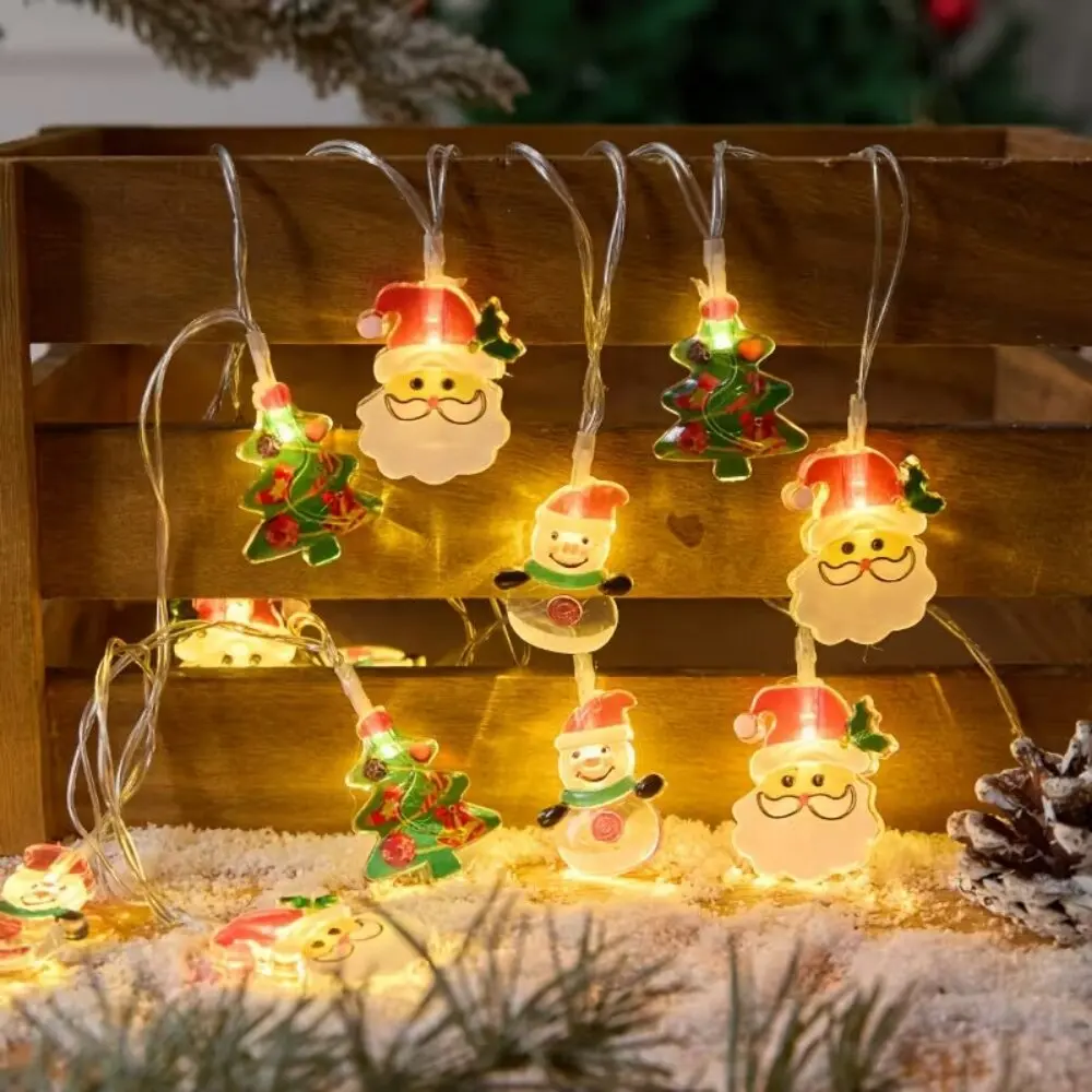 56/118in 10/20LED Christmas Tree Santa Claus Snowmen Fairy String Lights Battery Powered Warm White Xmas Home Party Decoration
