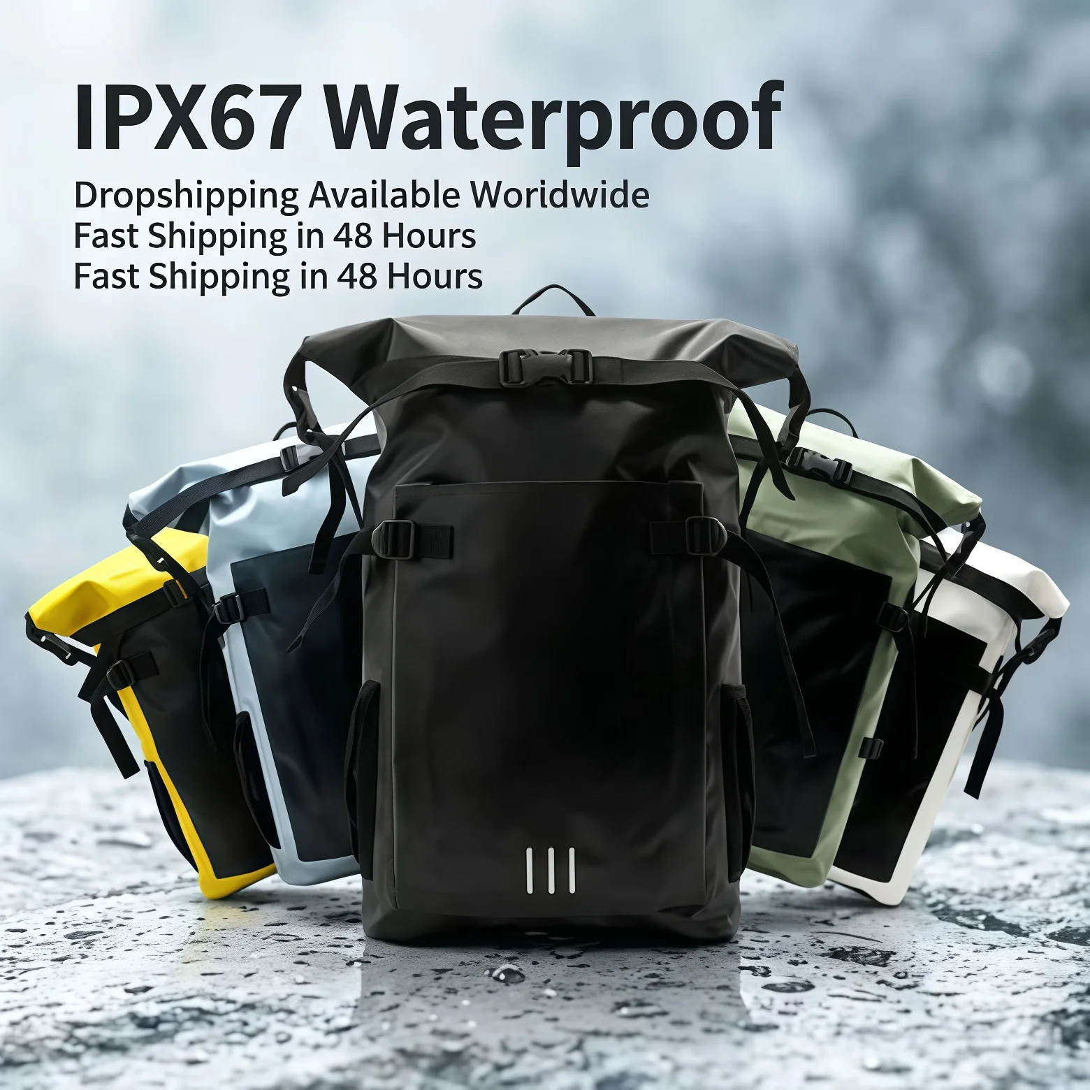 Sports Outdoor Double-Strap Large-Capacity Waterproof Bag Swimming Waterproof Storage Backpack