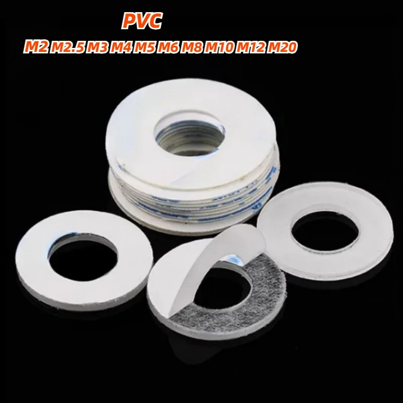 M2 M3 M4 M5M6-M20 Single Sided Adhesive Backing Hard Plastic PVC Transparent Insulating Plain Gasket Pad Ring Spacer Flat Washer