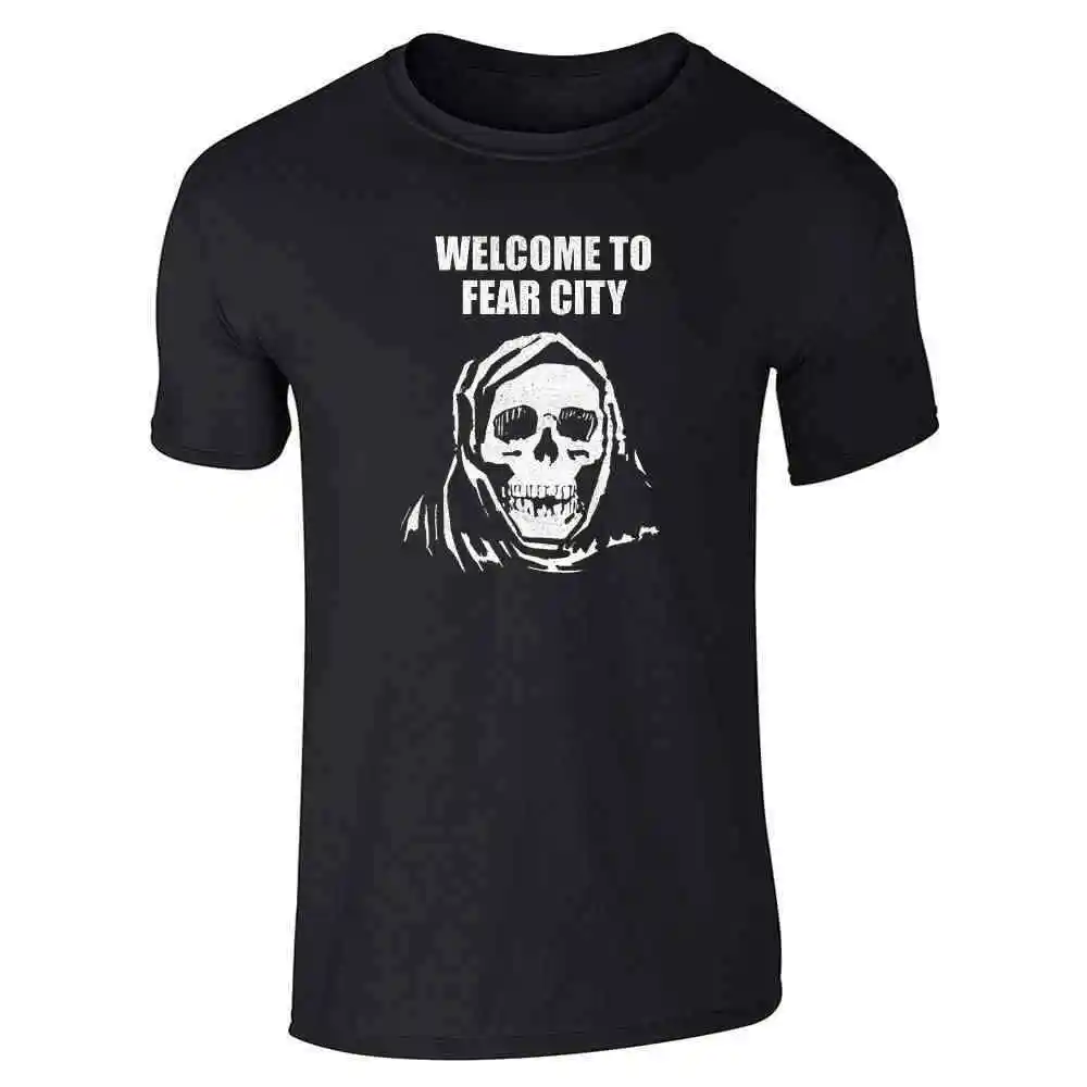 Welcome To Fear City Skull Retro Vintage  Unisex TeeSummer Brand Super SizeLuxury vintage oversized