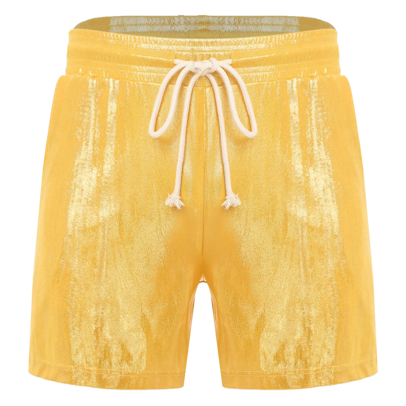 Men Metallic Swim Trunks Shorts Daily Casual Elastics Waistband Shimmering Micro Shorts for Holiday Daily Casual Summer Shorts