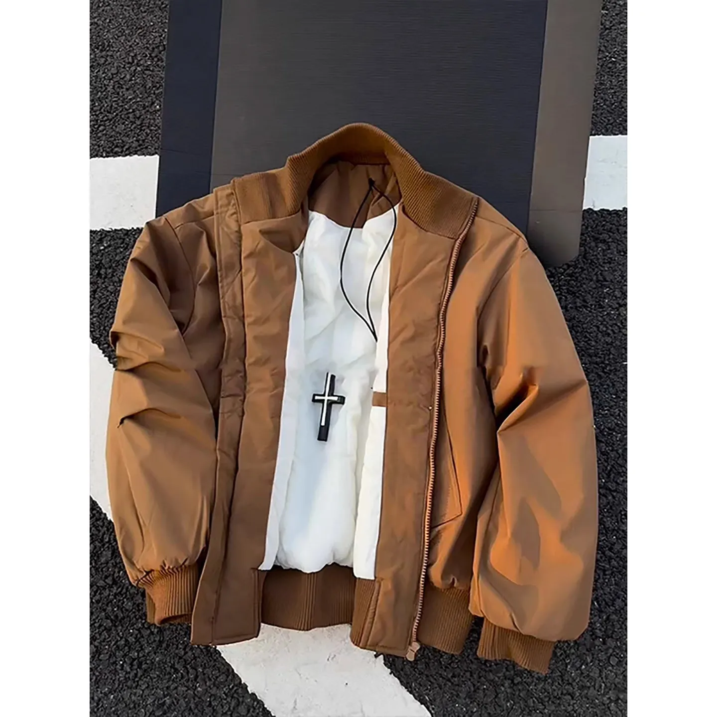 

Мужская утепленная хлопковая куртка-бомбер в американском стиле, короткая, теплая, осенне-зимняя, модная, ретро, на молнии, без рукавов