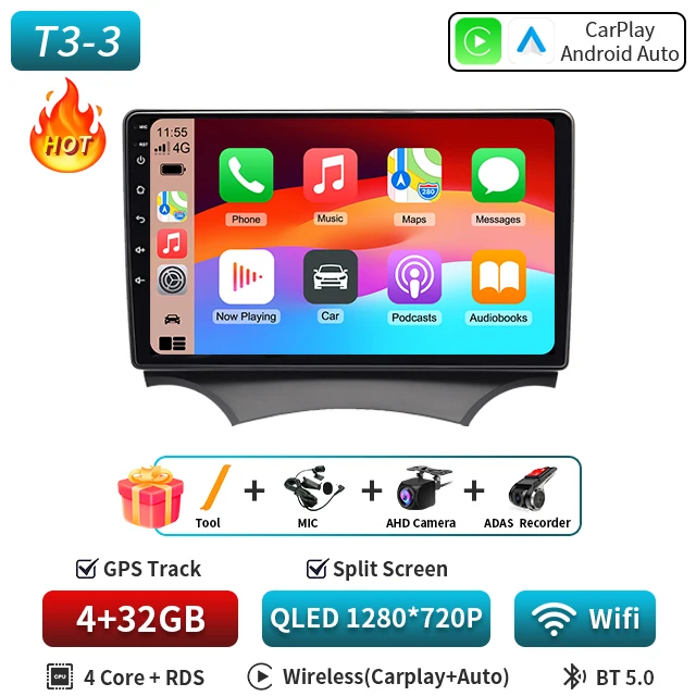 Android 16 Auto autoradio voor Ford Ka 2008 2009 2010 2011 2012 2013 2014 Carplay multimediaspeler stereo GPS head unit DSP BT - afbeelding 1