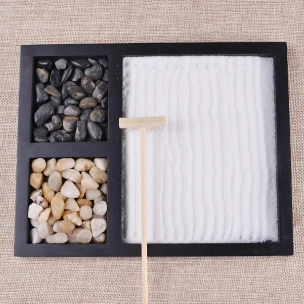 MagiDeal Garden Monk Buddha Sakyamuni Sand Rakes Rocks Incense Censer Fengshui Yin Yang Decor