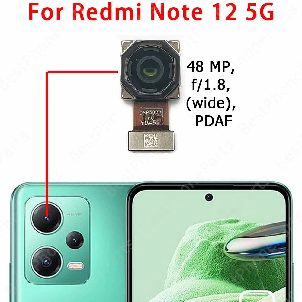 Rear Back Camera For Xiaomi Redmi Noe 12 4G Note12 5G 12S Backside Camera Module Flex Cable Mobile Phone Replacement Parts