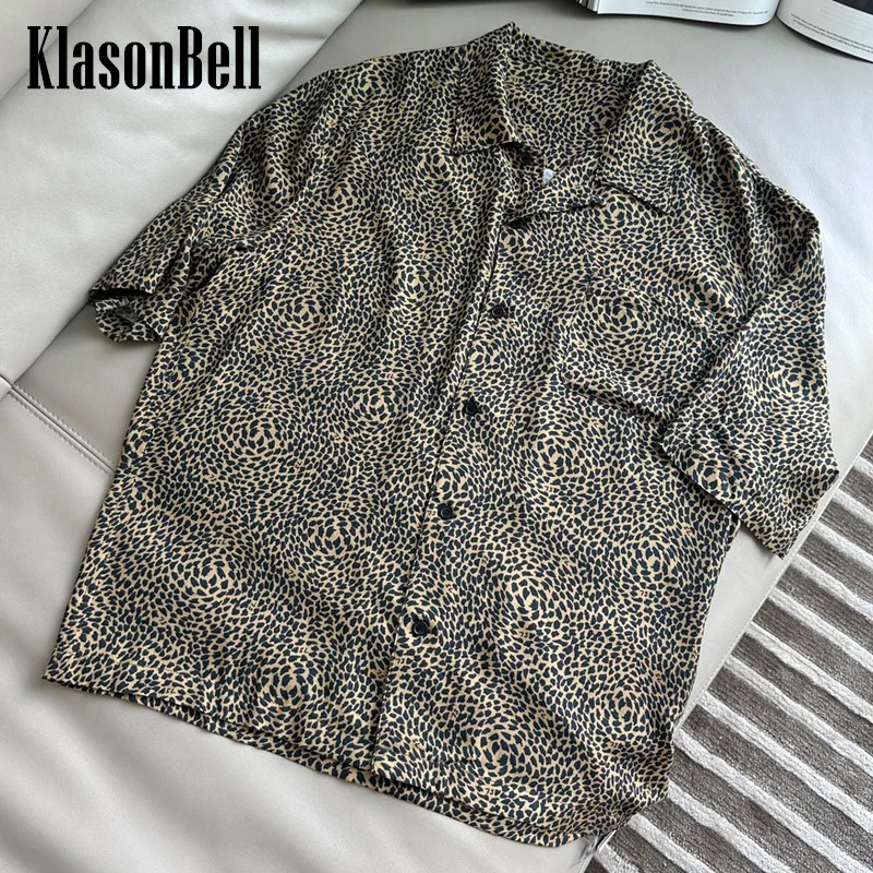 

7.6 KasonBell Women's Vintage Fashion Leopard Print Short Sleeve 2024 Summer New Shirt Sexy Hot Girl Lapel Collar Blouse