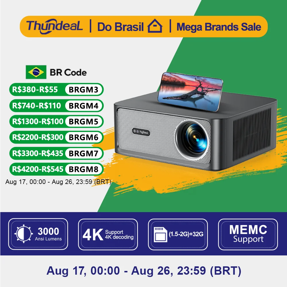 Projetores no brasil ThundeaL Projetor de imagem TD98Pro Full HD 1080p 4K Android WiFi Foco Automático Correção Keystone TD98 Pro 3D game Sistema de Cinema em Casa Inteligente Vídeo Projetor para Exterior Para notebook