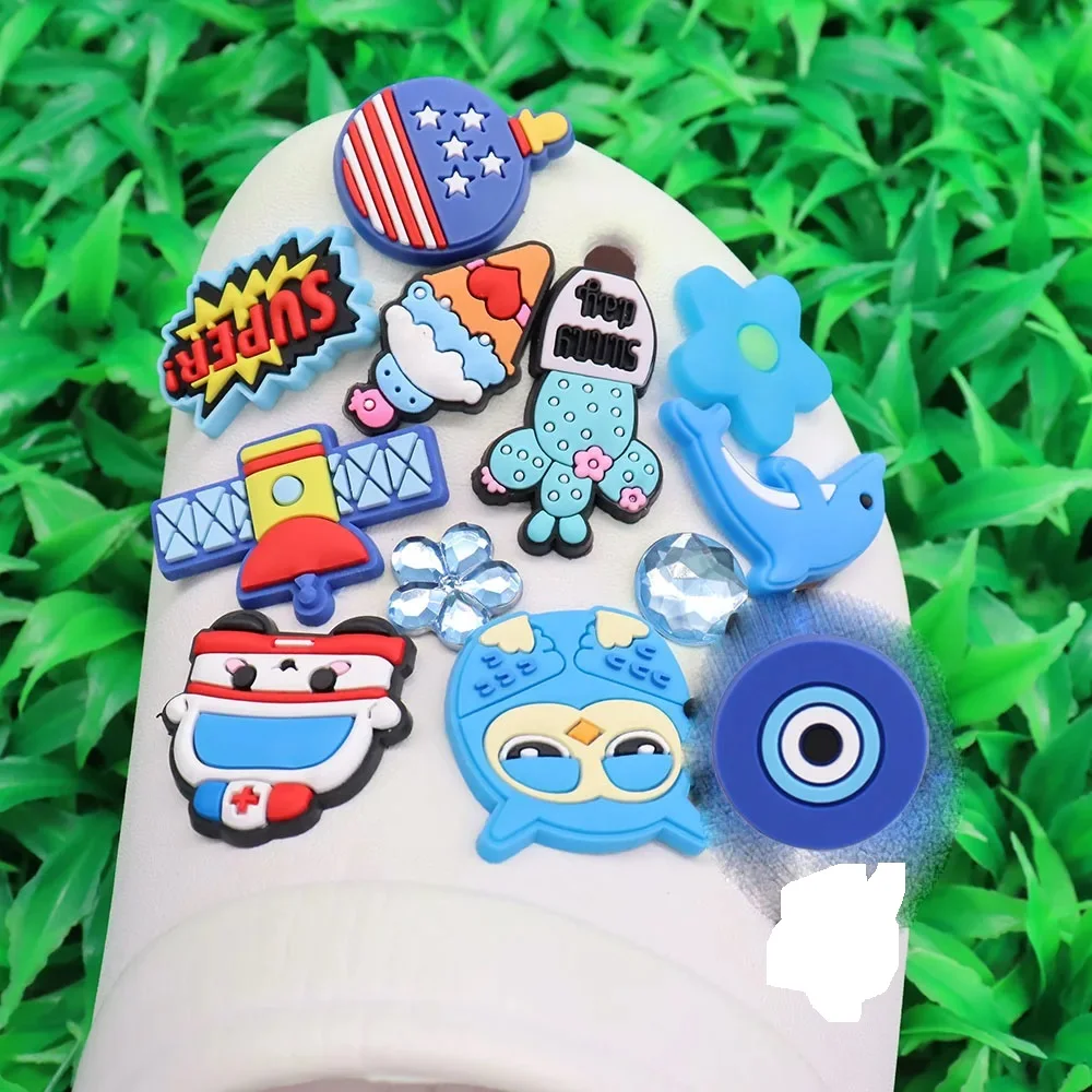 1pcs PVC Shoe Charms Eye Owl Cactus Ice Cream Dolphin Ambulance Flower Slippers Shoe Decoration Buckle Clog DIY Wristbands