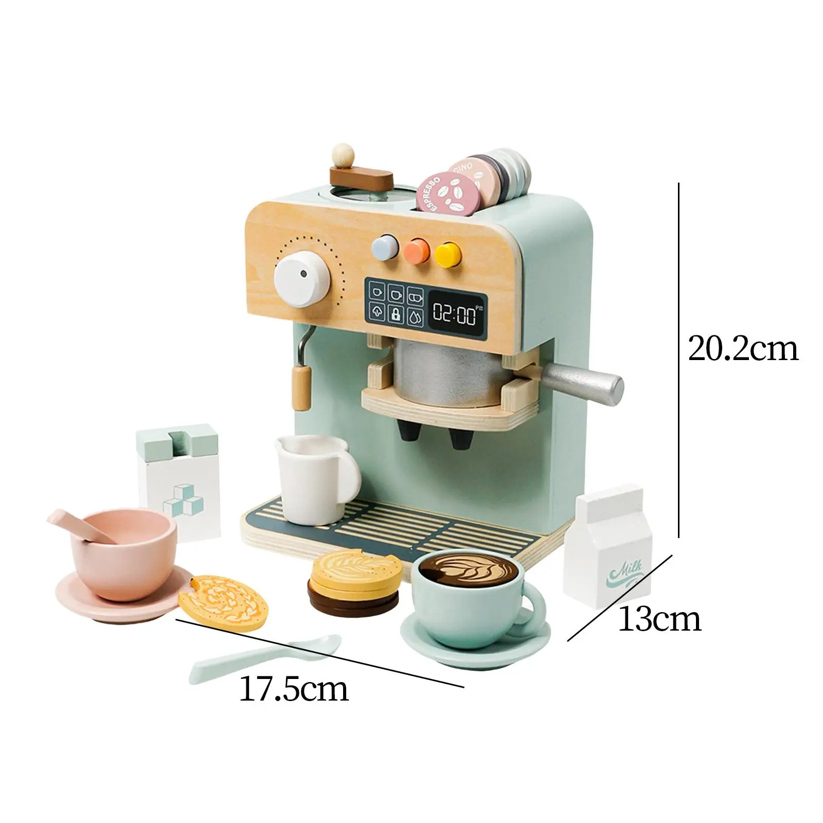 Simulation Coffee Machine Toy Children Wooden Kitchen Toy Montessori Coffee Maker Set for Kids Kids Pretend Play for Children