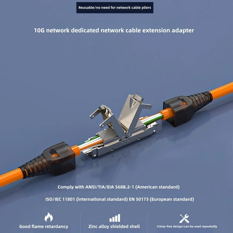 

RJ45 Network Adapter Cat6 Cat6A Cat7 Ethernet Extender 10Gbps Shielded RJ 45 Extension With PCB Internet Plug RJ 45 Connector
