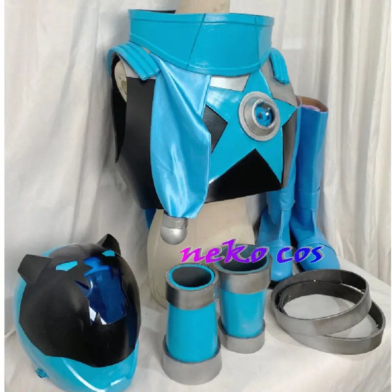 nekocos UCHU SENTAI KYURANGER  Koguma Sky Blue Arm mask helmet shoes arm cover Chest armor belt  Cosplay costume