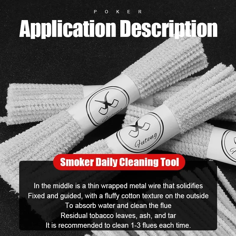 

50Pcs High Quality Cotton Smoking Pipe Cleaners Smoke Tobacco Pipe Cleaning Tool Cigarette Holder Accessories