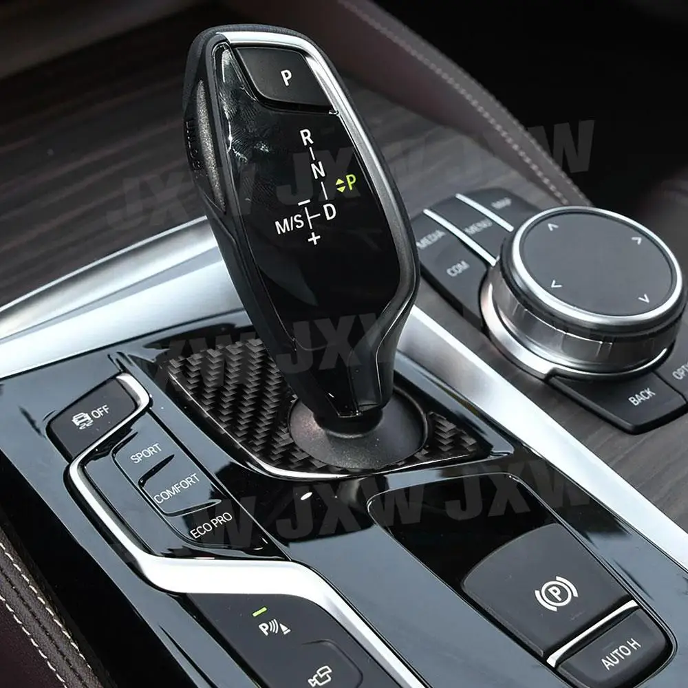 Carbon Fiber Gear Shift Panel Base Trim Frame Cover Sticker Car Accessorise For BMW 5 Series G30 G38 LHD / RHD