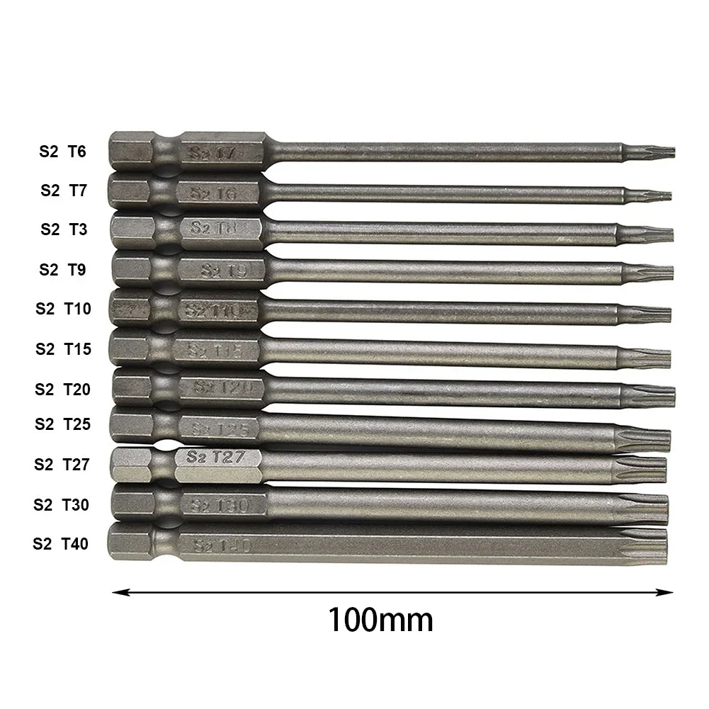 Imagem -03 - Torx Chave de Fenda para Eletricista Reparação Ferramenta Hex Shank Ponta de Segurança Magnética T6-t40 Driver Bit 6.35 mm 50 mm 75 mm 100 mm 11 Pcs