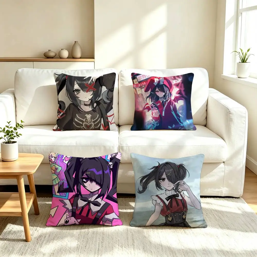 N-Needy Streamer Overload Ame  Pillow Case Square Double-Sided Sofa Cushion Cover Bedroom Bedside Pillow