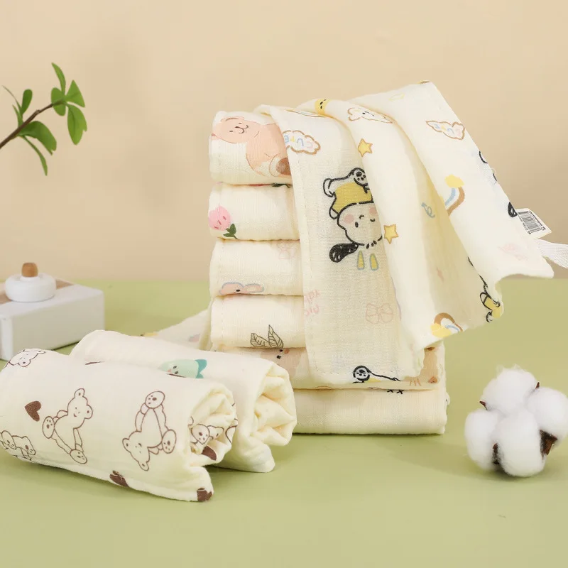 25x50cm Baby Six-layer Pure Cotton Gauze Small Towel Face Towel Square Towel Mouth Towel Baby Washcloth