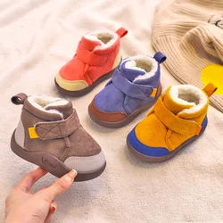 Botas de invierno para bebés y niños, botas de nieve cálidas de felpa para exteriores, botas antideslizantes de fondo suave para niños, zapatos para niños