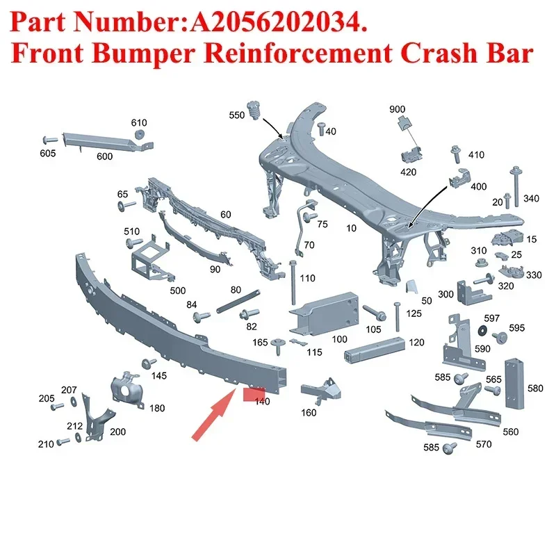 FOR MERCEDES C CLASS W205 14-2019 FRONT BUMPER REINFORCER CRASH BAR A2056202034 Front Bumper Iron Beam