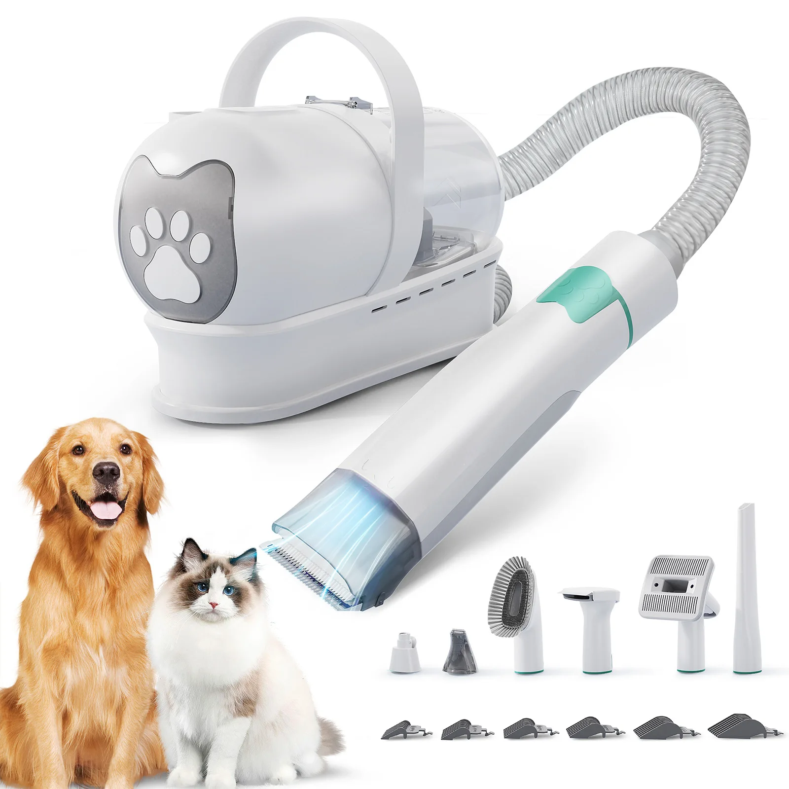 Dog Vacuum Cleaner Cat Hair Dryer 7in1 Pet Grooming Kit Vacuum with Pet Hair Dust Cup Dog Brush for Pet Hair Vacuum Cleaner