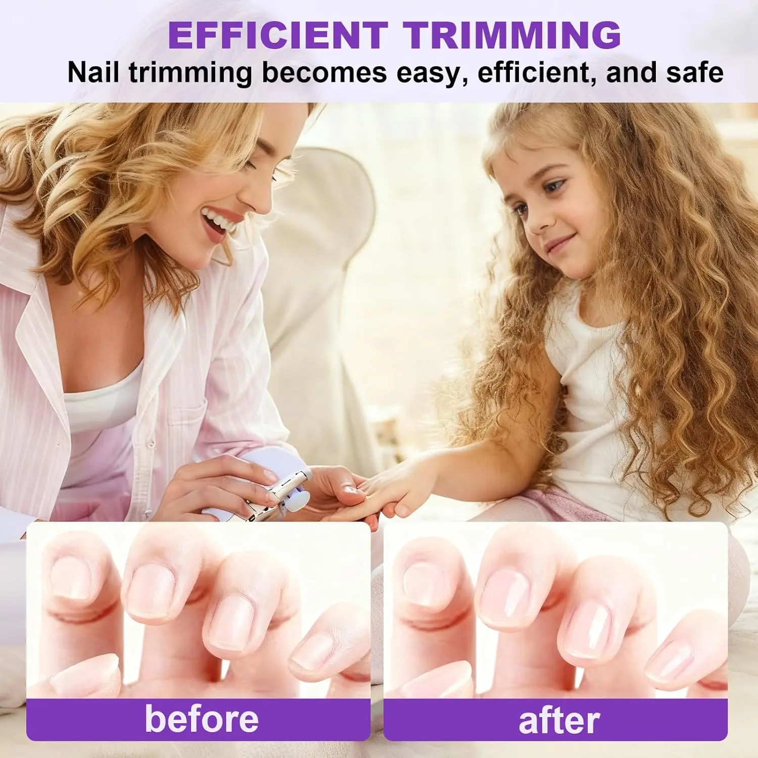 Electric Nail Trimmer with Light Automatic Trimming Buffing and Polishing Rechargeable Suitable for Baby and Adult Nail Care view 6