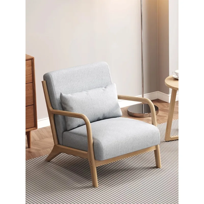 

Nordic solid wood single sofa chair small apartment living room bedroom Internet celebrity balcony leisure chair small minimalis