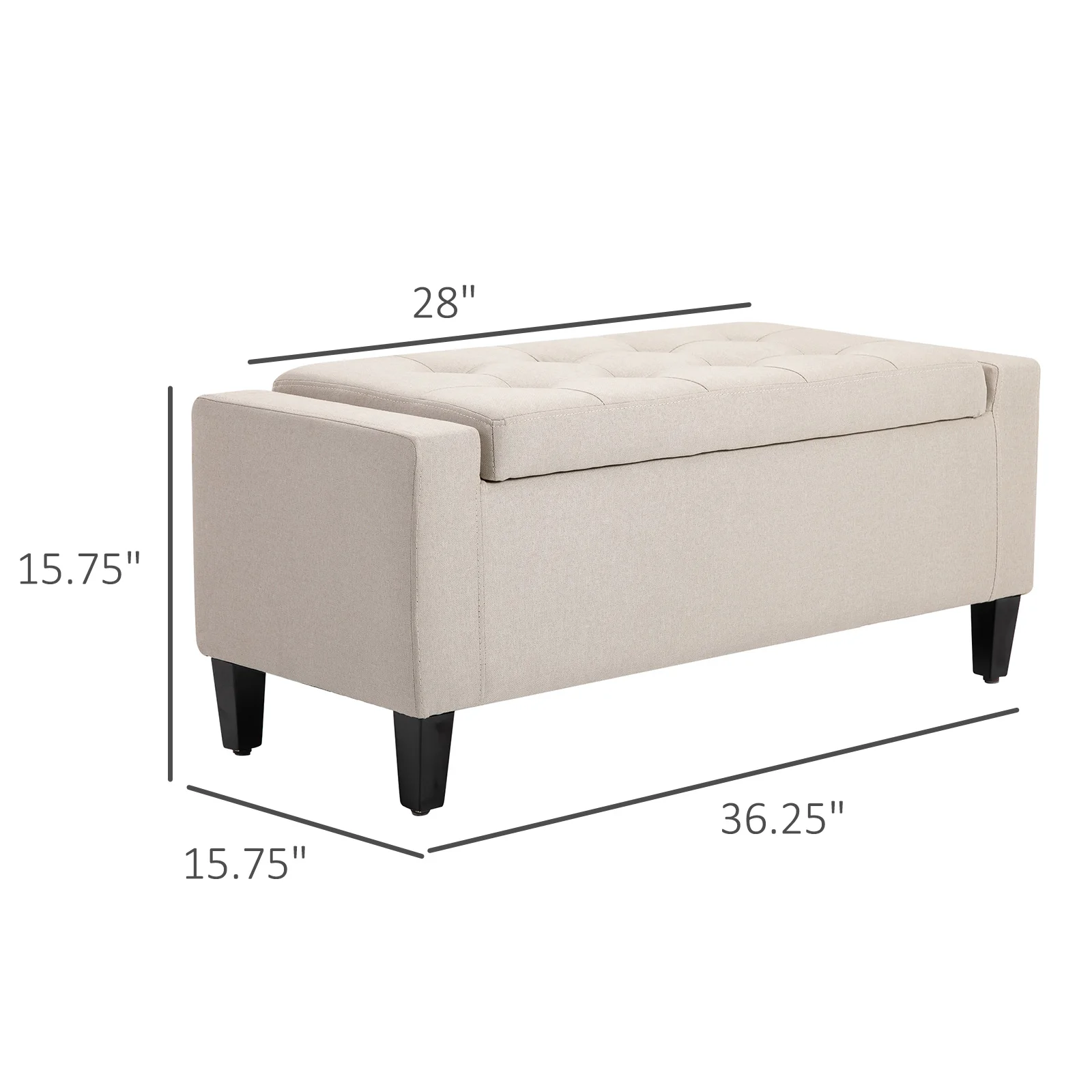 Modern Storage Ottoman Bench with Storage for Living Room Bedroom Beige