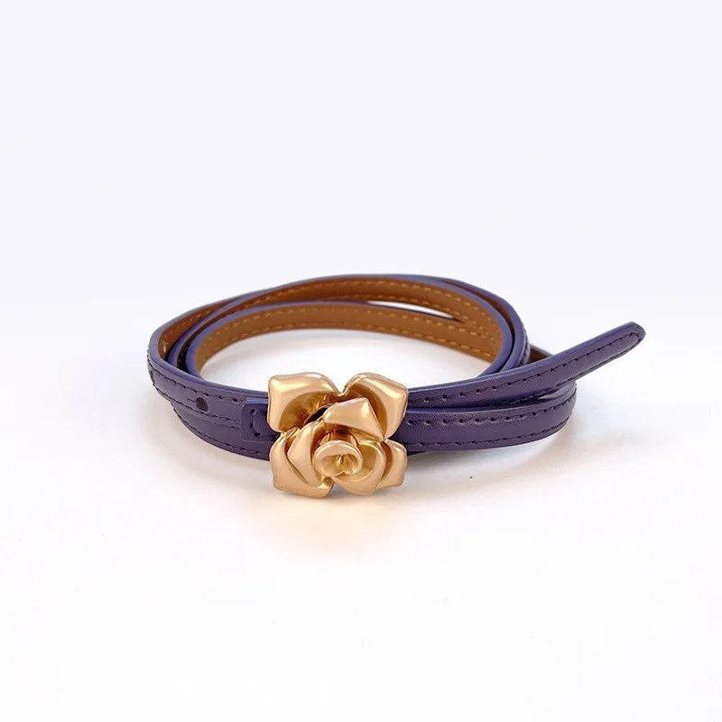 Neuer dünner Ledergürtel für Damen, dünner Blumen-Taillengürtel aus Rindsleder, passend zu Pullovern und Kleidern, Luxus-Designer-Marke – Detail 10