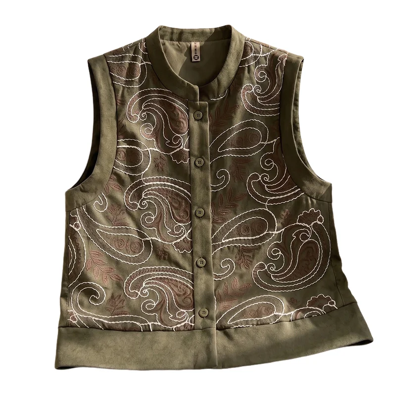 Jacquard Women Coat Qipao Tops Embroidery Sleeveless Cheongsam Vintage Button Chinese Setyle Novelty Blouse Mandarin Collar Tops