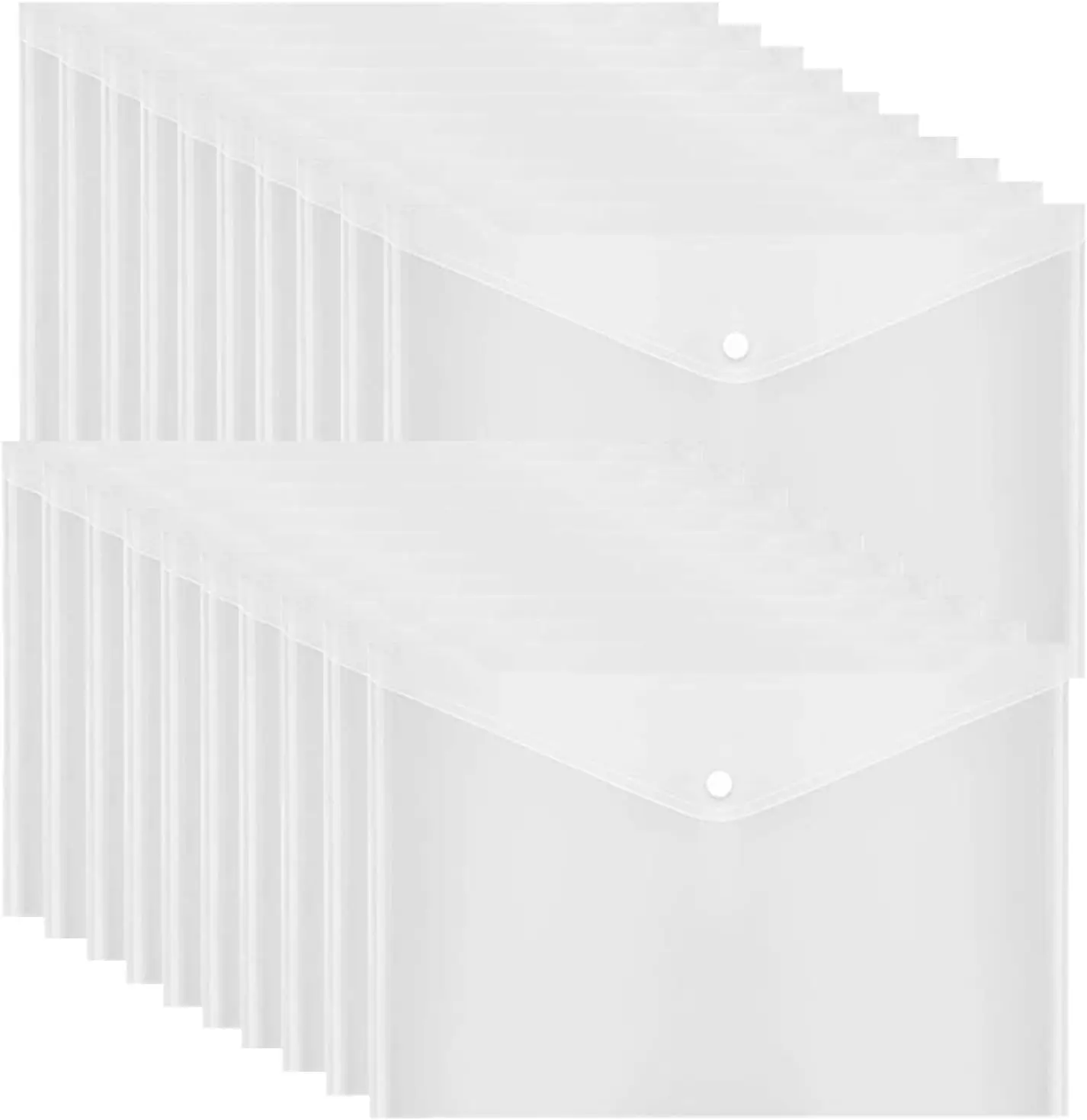 

20 Pcs Clear Plastic Envelope with Snap Button Closure, Plastic Waterproof Envelope File Folder, Transparent Folders