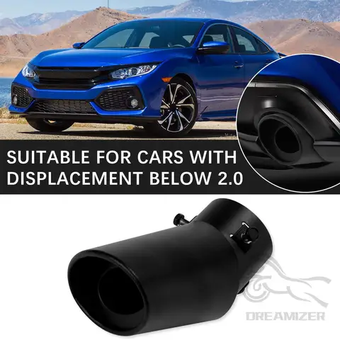 2"  Black Car Rear Curved Exhaust Pipe Tail Muffler Tip For Ford Focus Stainless Steel Car Throat Exhaust Pipe Accessories