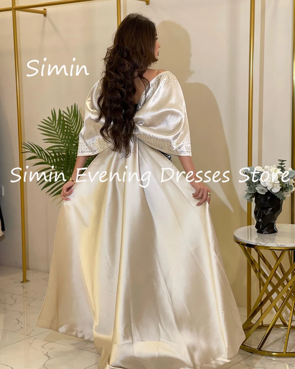 Simin Satin Mermaid Off-the-shoulder Arab Formal Prom Gown Ankle-length Saudi Evening Elegant Party dresses for women 2023