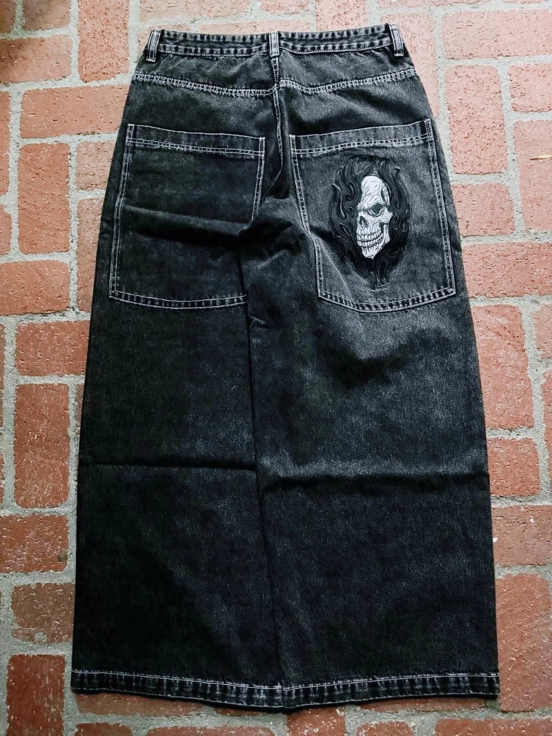

New Rock Hip Hop Harajuku Casual Fashion Harajuku Washing Baggy Jeans Women Y2K High Street Gothic Punk Loose Wide-leg Pants Men