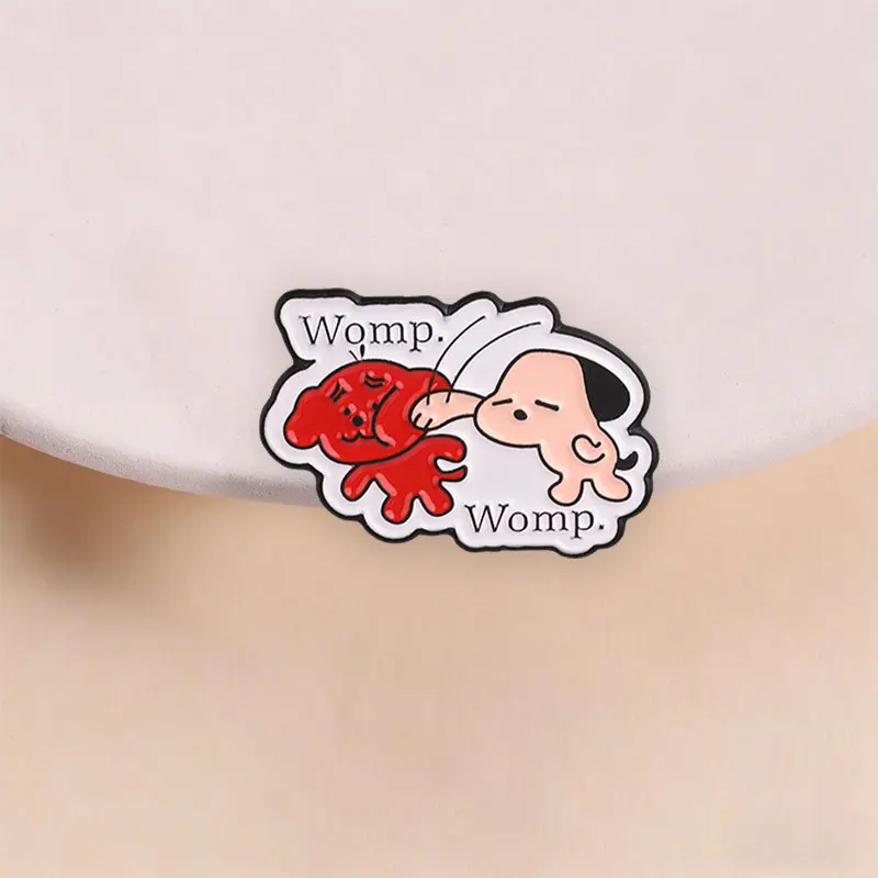 Cute Comic Dog Punch Enamel Pin Comedy Sad Trombone Womp Womp Cartoon Fighting Puppy Funny Ainmal Brooch Lapel Badge Jewelry Gif