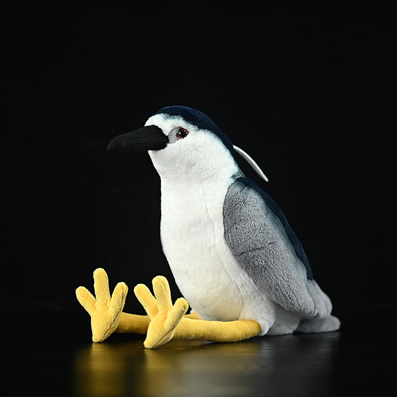 Nycticorax nycticorax juguetes de peluche lindos animales de noche coronados en negro simulación de muñecas suaves de la vida Real regalo realista para niños