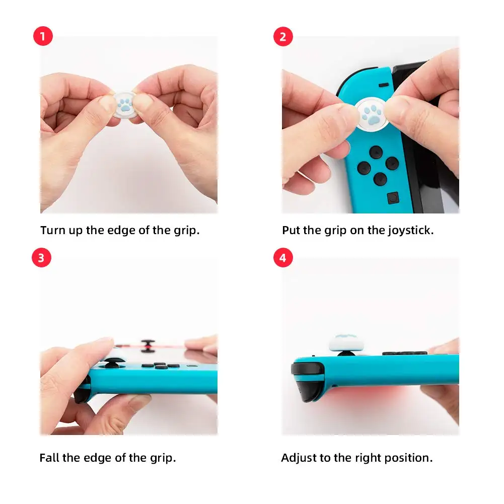GeekShare-Silicone Cat Paw Joy Con, Tampas de Aperto do Polegar, Compatível com Nintendo Switch, OLED, Lite, 4pcs