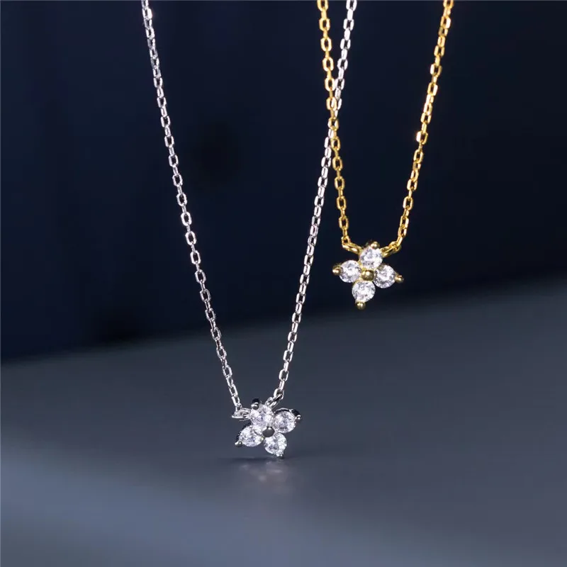 

S925 Silver Plated 18K Gold Exquisite Geometric Zircon Pendant Necklace for Women Light Luxury Best Friend Gift Jewelry