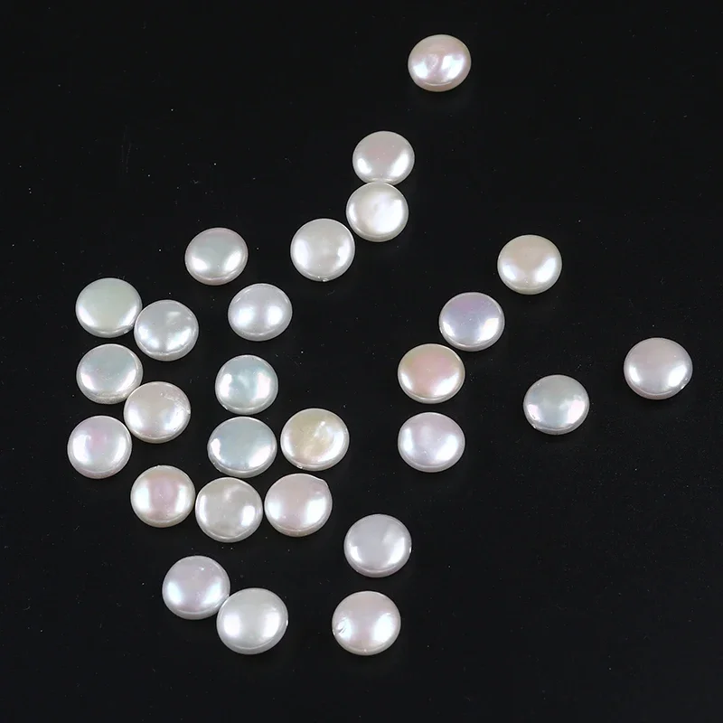 Half Hole 12-13mm AA Both Side Smooth Natural White Freshwater Coin Pearl