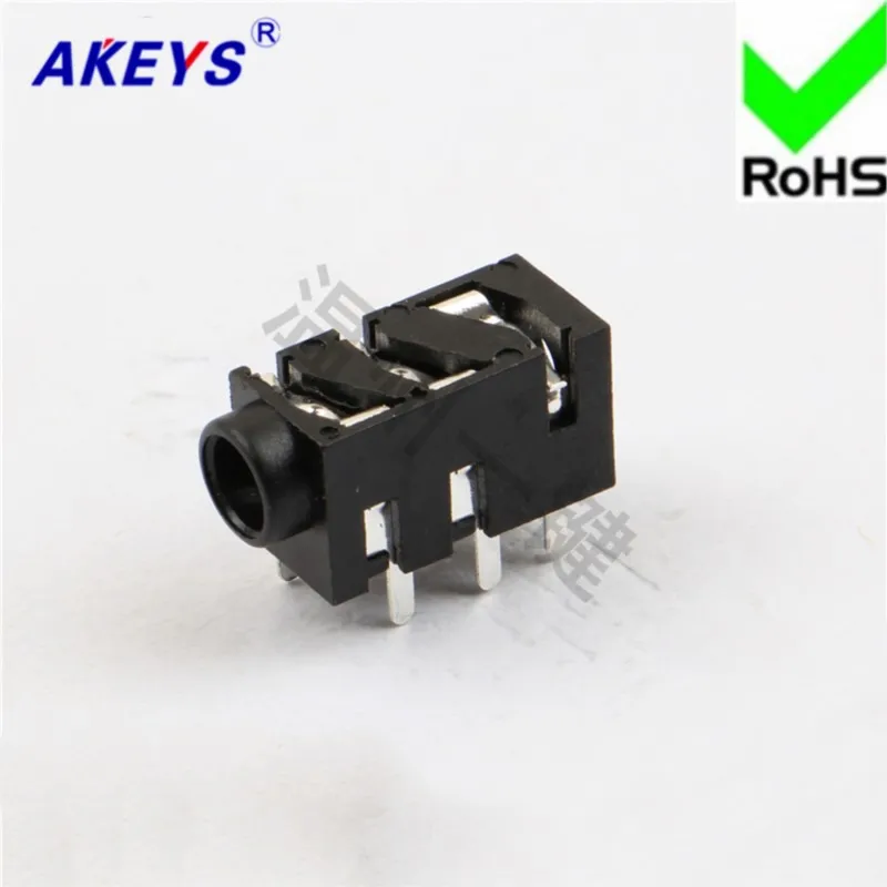 10  pcs PJ-393A socket headphone socket 6 foot pin 2 fixed foot 3.5 MM socket mother seat power socket