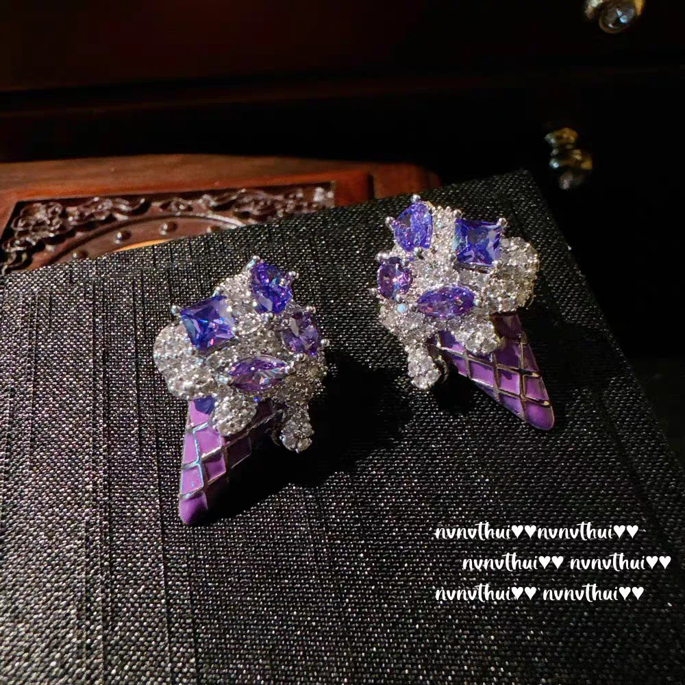 Vintage Uruguayan Amethyst Ice Cream Zirconia Earrings