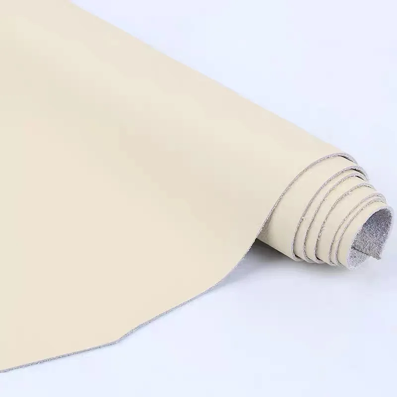 Thin cowhide material, beige, whole genuine leather, bedside sofa, soft bag, car door panel, gear lever cover, fine grain soft c - view 4