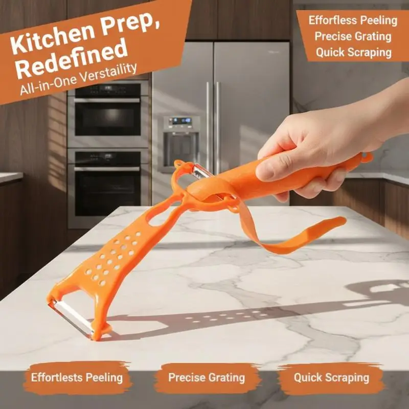 Multifunctional Dual Head Vegetable Peeler Sharp Stainless Steel Blades Ergonomic Handle for Potato Carrot  Peeling
