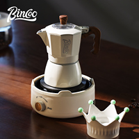 Bincoo Dual Valve Moka Pot Espresso Machine Extraction Coffee Mocha Pot Set with Manual Bean Grinder Italian Home Barista Tools